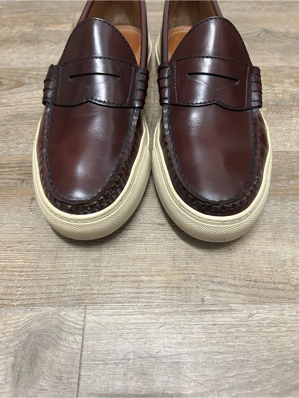 Oakstreet Boot Makers Men's Size 11 D Burgundy Beefroll Leather Penny Loafers